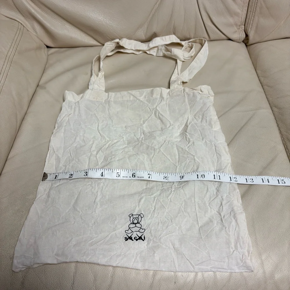 SACAI x KAWS Small Tote Bag Beige Bear 13 x 12 in